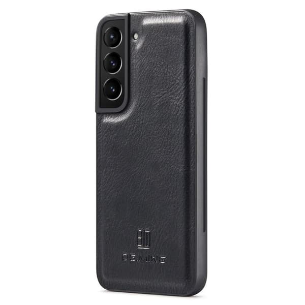 DG.MING Galaxy S23 Detachable Äkta Läder Plånboksfodral Ställ Svart