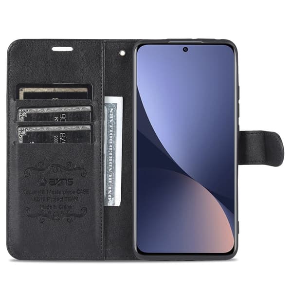 AZNS Xiaomi 12 5G Plånboksfodral Konstläder - Svart