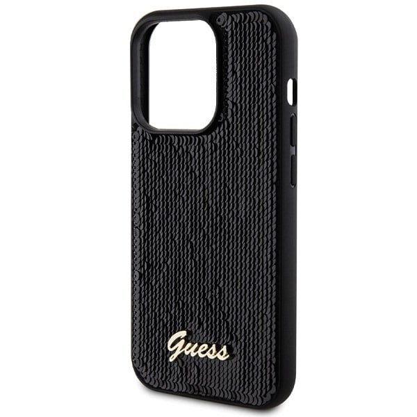 Guess Mobilskal till iPhone 13 Pro Max MagSafe Sequin Script Metal - Svart