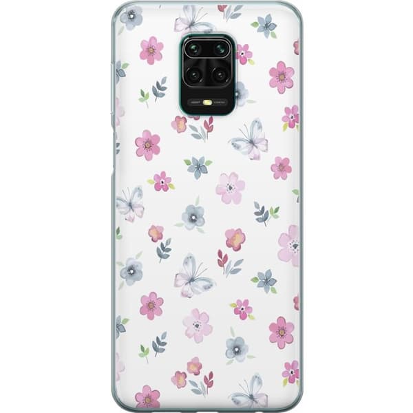 Telefontaske til Xiaomi Redmi Note 9 Pro med blomster og sommerfugle