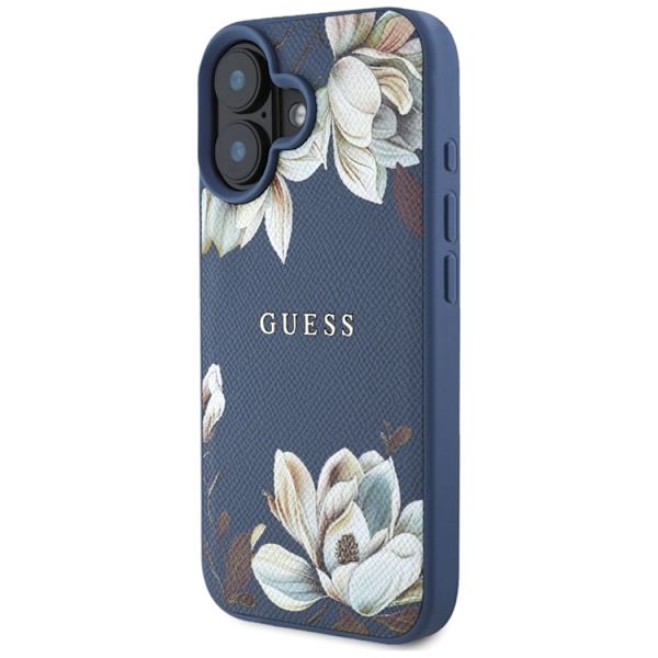 Guess Mobilskal till iPhone 16 Magsafe Flower Pattern - Blå Blå