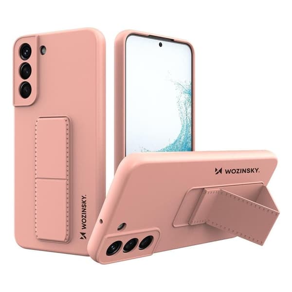 Wozinsky Galaxy S22 Plus Kuori Kickstand Silikoni - Pinkki Rosa