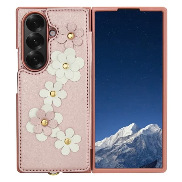 Galaxy Z Fold7 Plånboksfodral Med 2 Remmar - Rosa Rosa