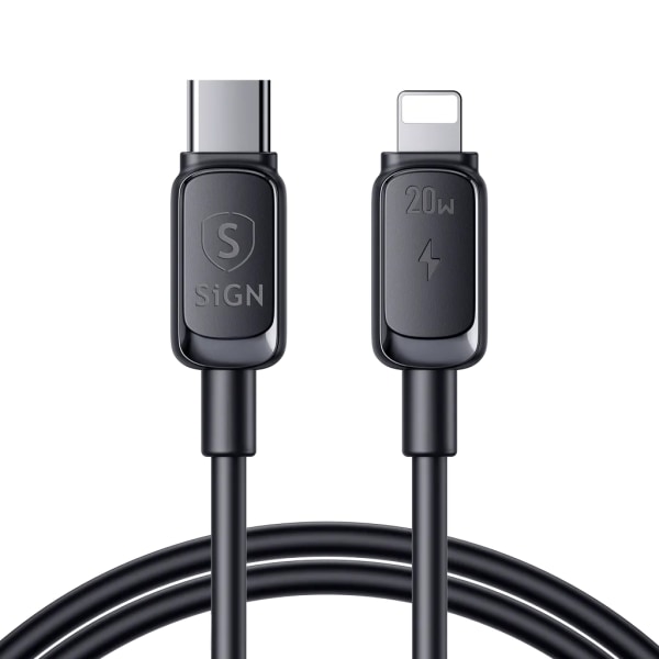 SiGN USB-C till Lightning Kablar 2m 20W - Svart