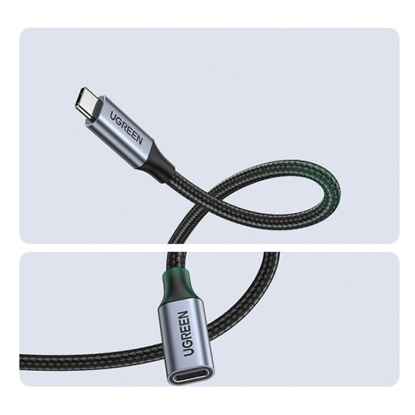 Ugreen USB-C uros- ja naaraskaapeli USB-C 1 m - harmaa