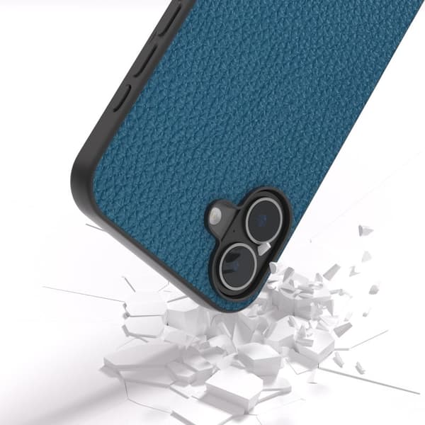 ABEEL Mobilskal till iPhone 16 Plus TPU + Äkta Läder Skydd - Blå