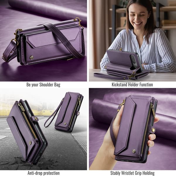 CASEME Google Pixel 10/10 Pro Plånboksfodral RFID Zipper Lila