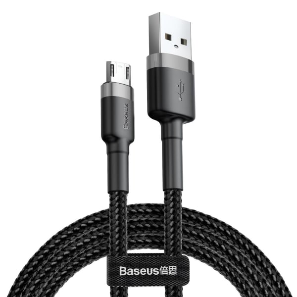 BASEUS Cafule -kaapeli USB / micro USB QC3.0 2.4A 1M musta-harmaa Black