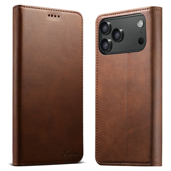 SUTENI iPhone 17 Pro Max Plånboksfodral Konstläder - Brun Brun