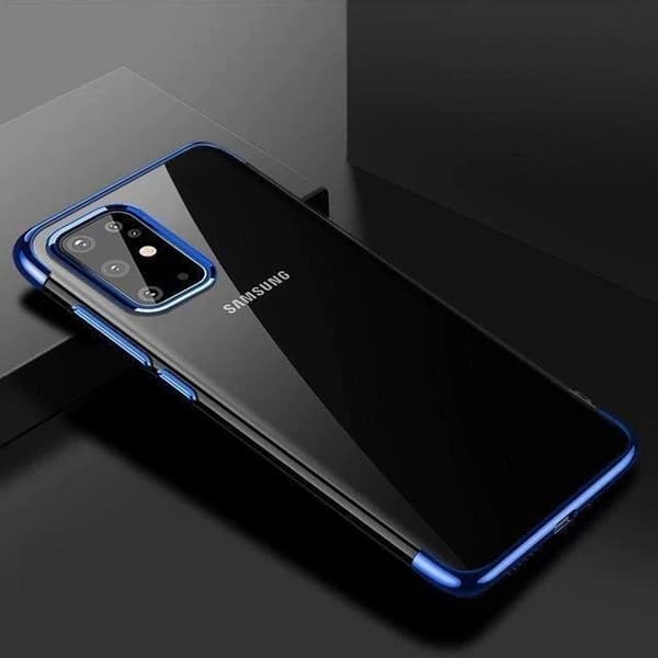 Clear TPU Gel Electroplating frame Mobilskal Samsung Galaxy A72 - Blå Blue