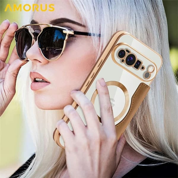 AMORUS Google Pixel 10 Pro XL Plånboksfodral Magsafe RFID-Skydd - Brun Brun