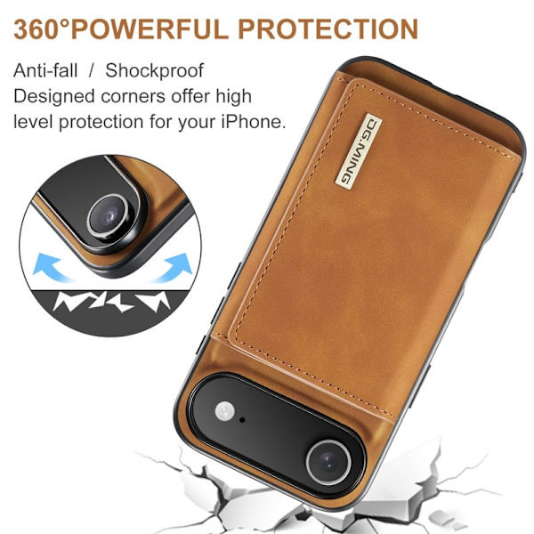 DG.MING iPhone Air Konstläder Plånboksfodral Kickstand PU - Brun