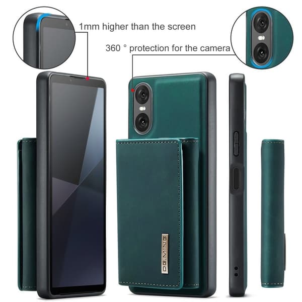 DG.MING Sony Xperia 10 VI Kickstand Konstläder Plånboksfodral Grön