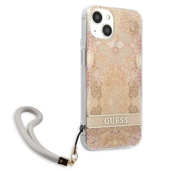 Guess iPhone 13 Mini Skal Flower Strap - Kulta Guld