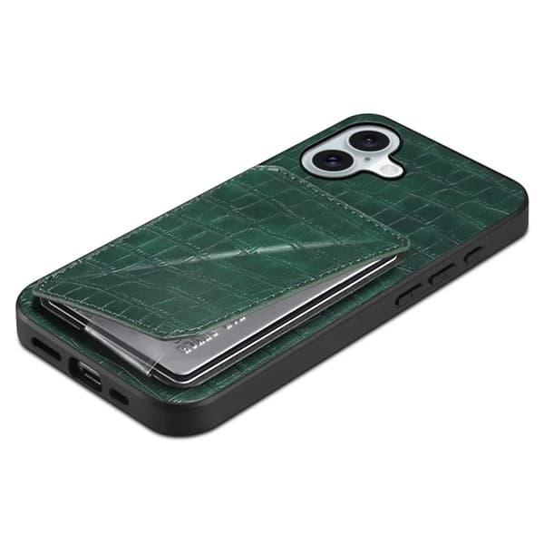Mobilskal till iPhone 17 Korthållare Crocodile Textured - Grön Grön