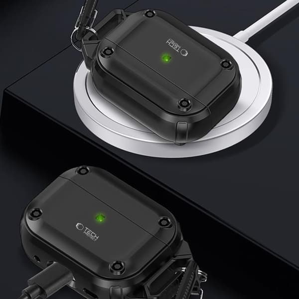 Tech-Protect Apple Airpods Pro 1/2 Skal Rough Hook - Svart Svart