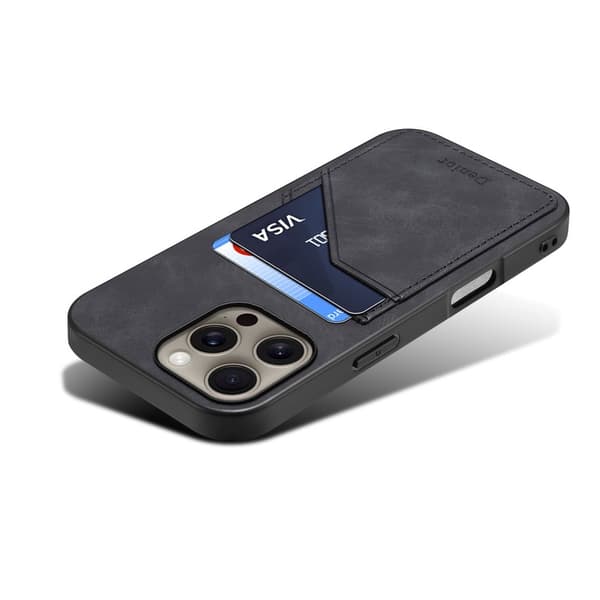 DENIOR Mobilskal till iPhone 16 Pro Max PU Läder + TPU + PC - Svart