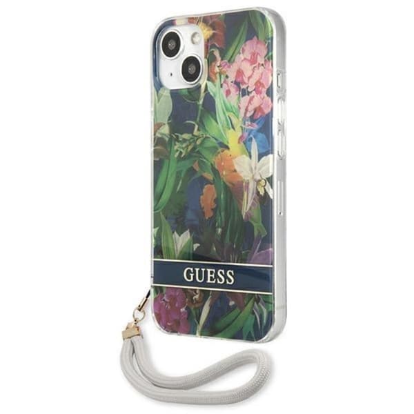 Guess iPhone 13 mini Skal Flower Strap - Sininen Blå