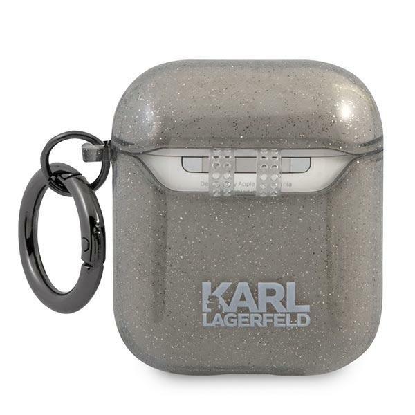 Karl Lagerfeld Shell Glitter Karl's Head Airpods - musta Black