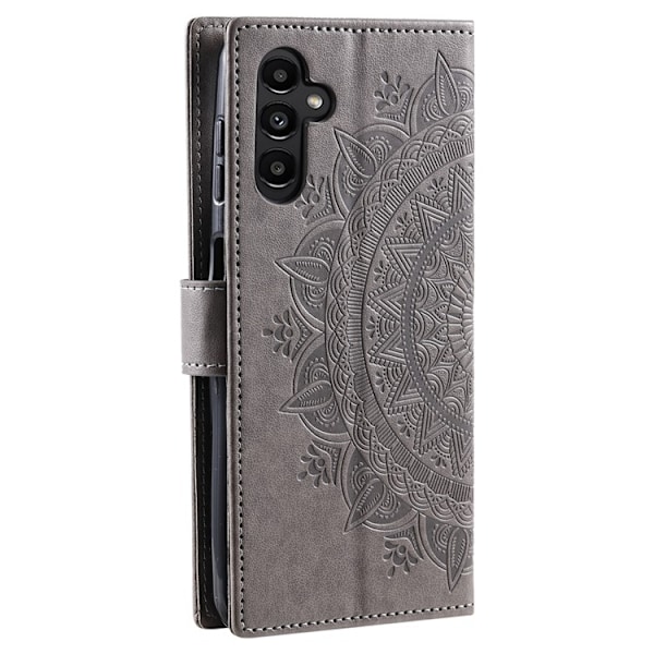 Galaxy A24 4G Plånboksfodral Imprinted Mandala Flower - Grå Grå