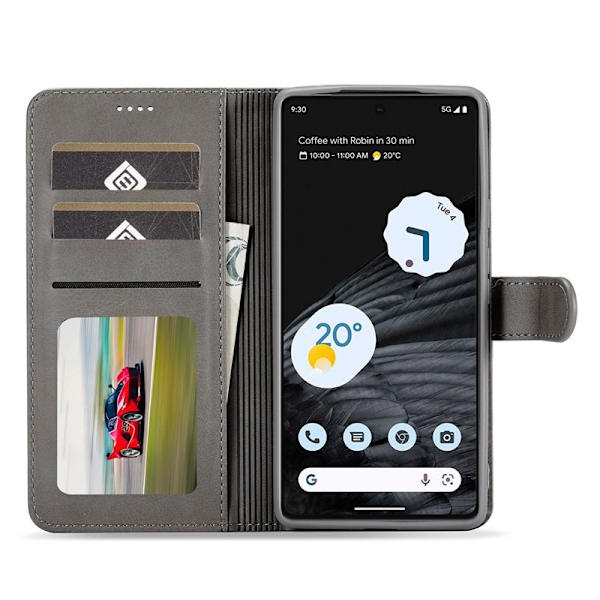LC.IMEEKE Google Pixel 7 Pro Plånboksfodral Konstläder - Grå