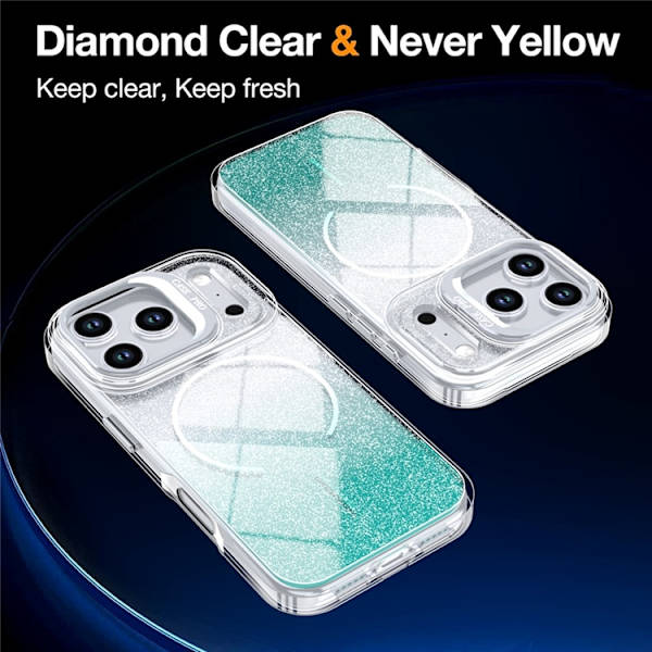 Mobilskal till iPhone 17 Pro Max MagSafe Shockproof Glitter Gradient - Blå Grön