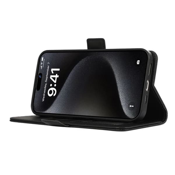 ABEEL Mobilskal till iPhone 16 Plus KonstLäder RFID-Skydd - Svart
