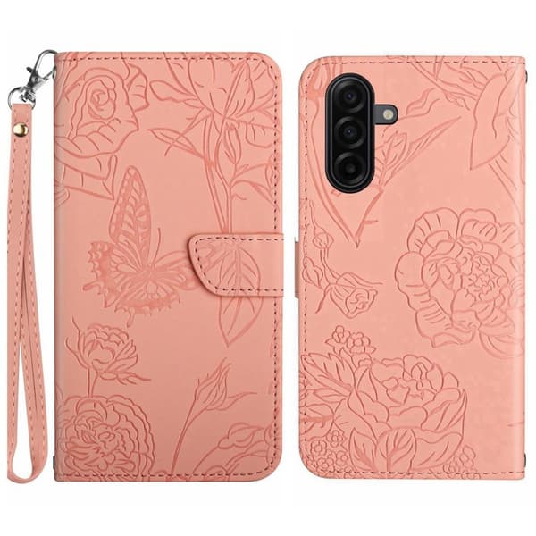 Samsung Galaxy S26 Pro Plånboksfodral Konstläder Blomtryck - Rosa