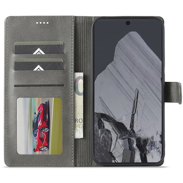 LC.IMEEKE Google Pixel 9 Pro Plånboksfodral Shockproof Konstläder - Grå