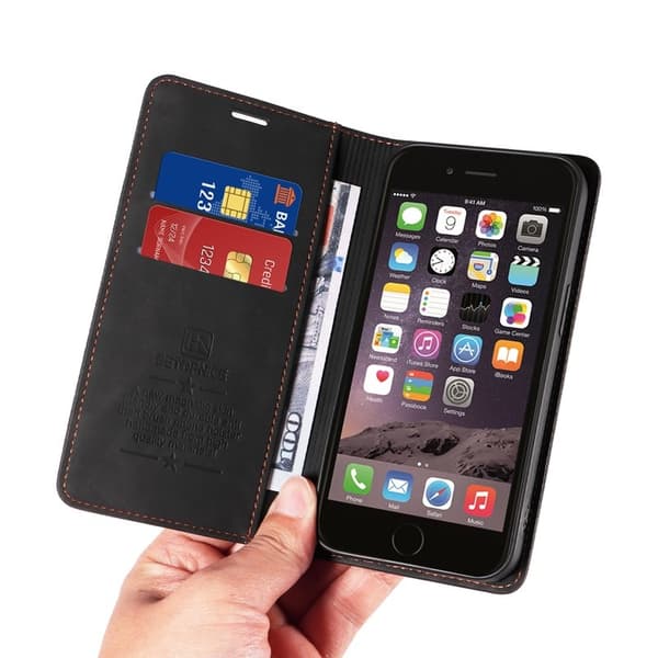 BETOPNICE 003 iPhone 6 Plus/7 Plus/8 Plus Plånboksfodral TPU+PU - Svart