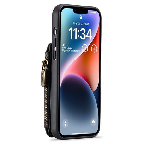 CASEME iPhone 14 Plus Plånboksfodral C20 Zipper Kickstand - Svart Svart