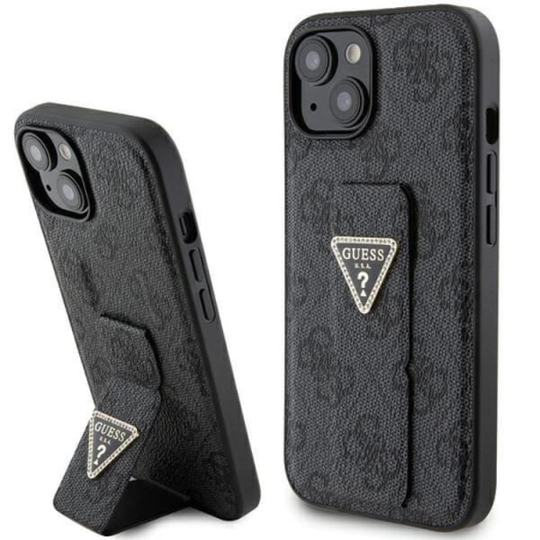 Guess iPhone 15 Mobilskal Grip Stand Triangle Strass - Svart Svart