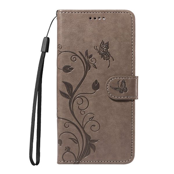 Plånboksfodral för Samsung Galaxy S26 Plus Konstläder Blommönster - Grå