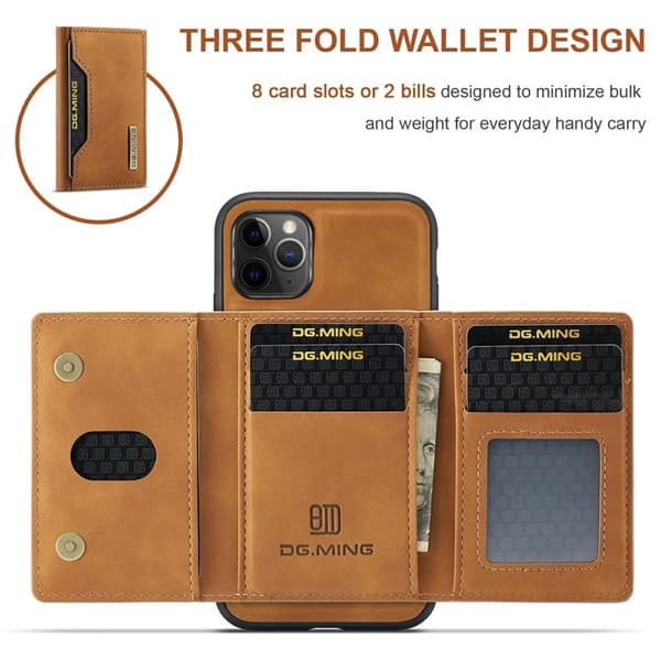 DG.MING M2 Series Anti-Fall Wallet Mobilskal för iPhone 11 Pro - Brun