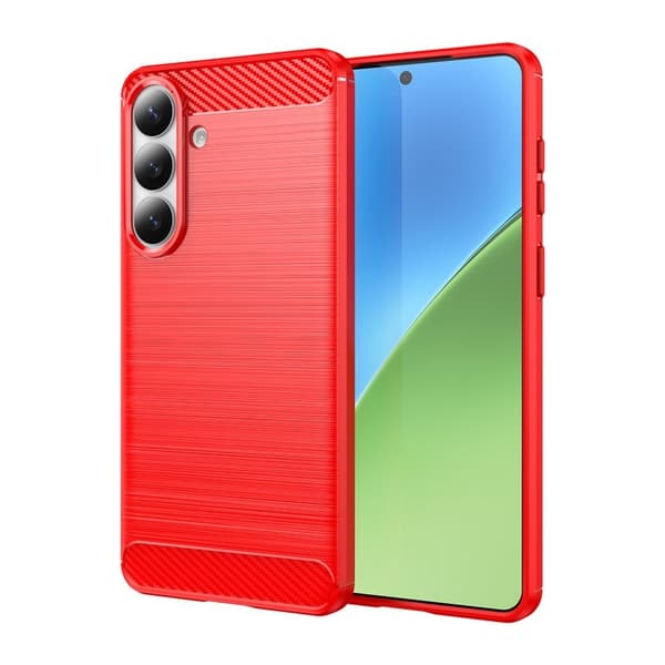 AMORUS Mobilskal till Samsung Galaxy S26 Plus Kolfiber Textur Skydd - Röd