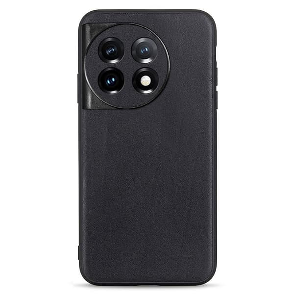 OnePlus 11 Mobilcover Ægte Læder Coated TPU - Sort Black
