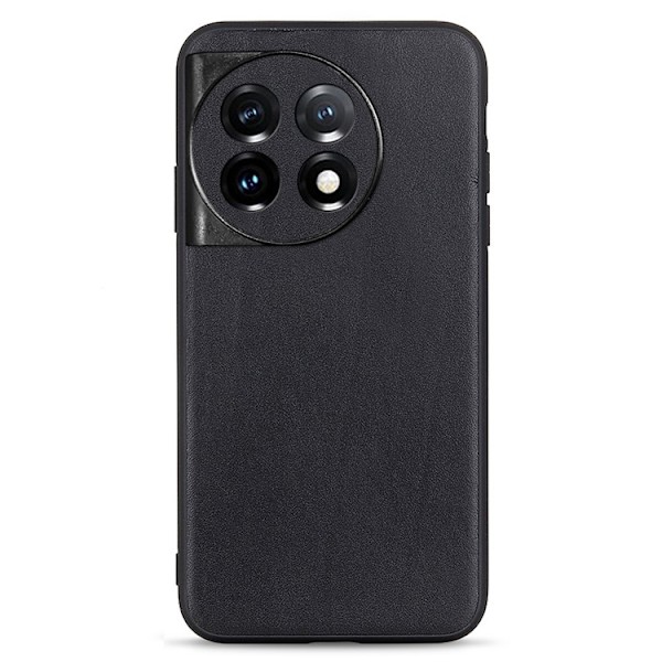 OnePlus 11 Mobilskal Äkta Läder Coated TPU - Svart Svart