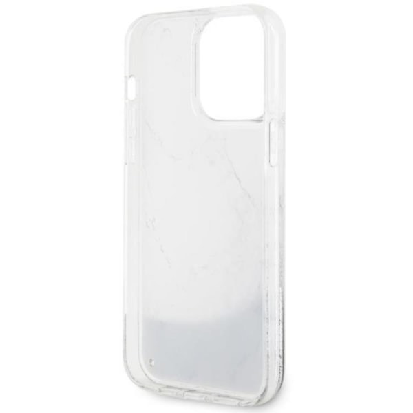 Guess iPhone 14 Pro Max mobiltaske Liquid Glitter Marble - Hvid