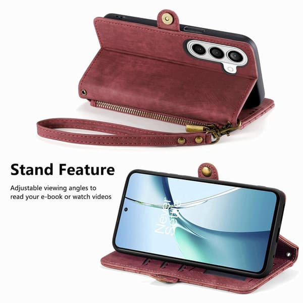 Plånboksfodral för Samsung Galaxy S26 Plus Konstläder med rem - Röd