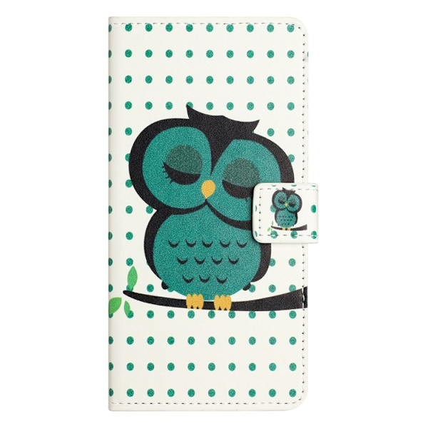 iPhone Air Konstläder Plånboksfodral Pattern Print - Prickar Uggla Grön