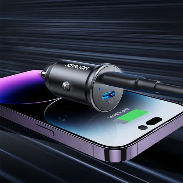 Joyroom Mini Metall Billaddare 30W 2x USB-C - Musta Black