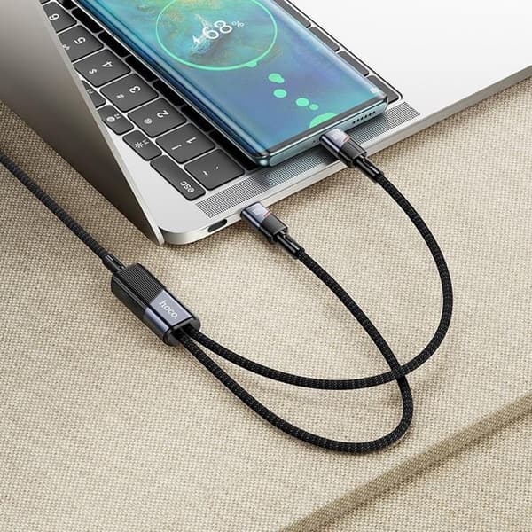 HOCO 2in1 USB C - USB-C/USB C 100W 5A Kabel 1.2m U139 Svart Svart