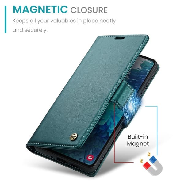 CASEME Plånboksfodral Konstläder för Samsung Galaxy S20 FE - Grön