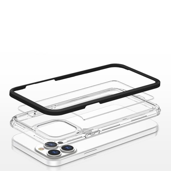 iPhone 12 Pro Max -kuori Clear 3in1 - Musta Black