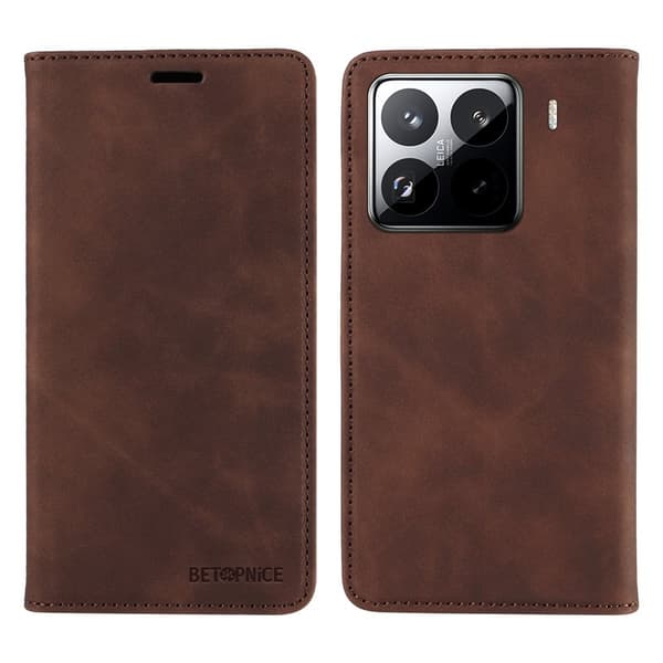 BETOPNICE 003 för Xiaomi 15 Pro Plånboksfodral Konstläder - Brun