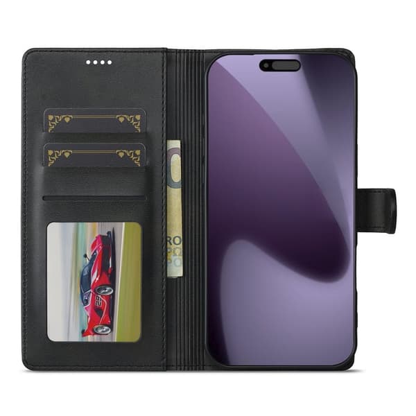 LC.IMEEKE iPhone 17 Pro Plånboksfodral Konstläder - Svart