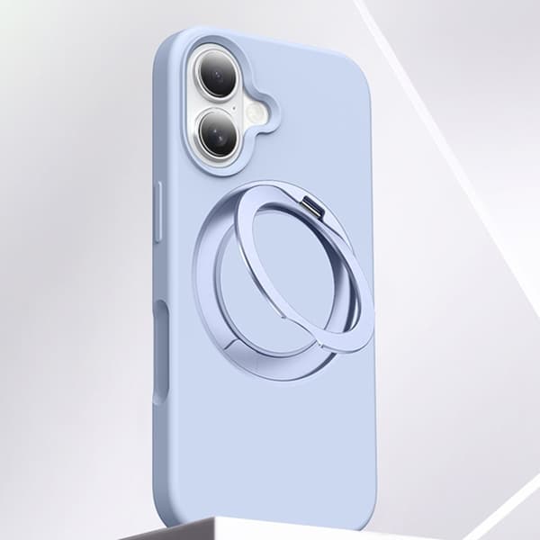 Mobilskal till iPhone 16 MagSafe Silikon Roterande Kickstand - Blå Blå