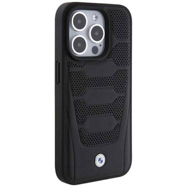 BMW iPhone 15 Pro Max -puhelinkotelo nahkainen Seats Pattern - Musta Black