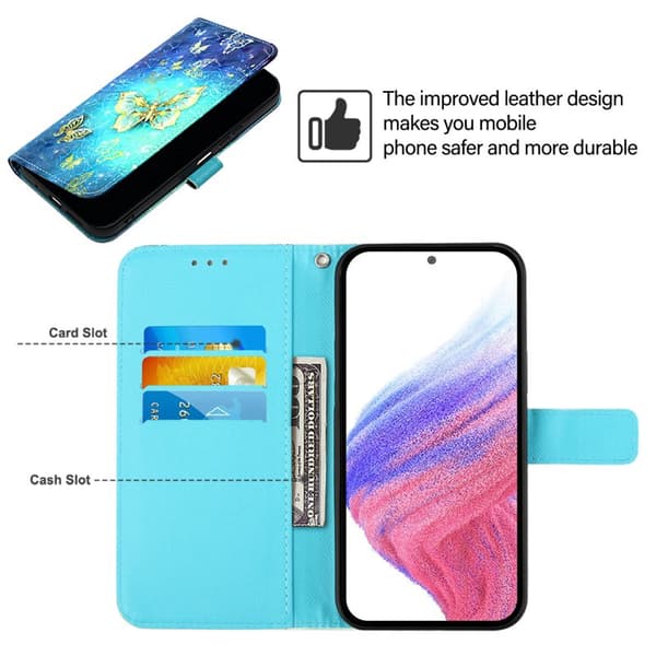 Plånboksfodral för Samsung Galaxy S26 Ultra Konstläder - Guldfjärilar