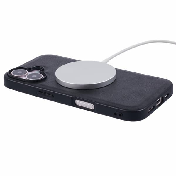 X-LEVEL Bojue-3 Mobilskal till iPhone 16 MagSafe Läder Svart